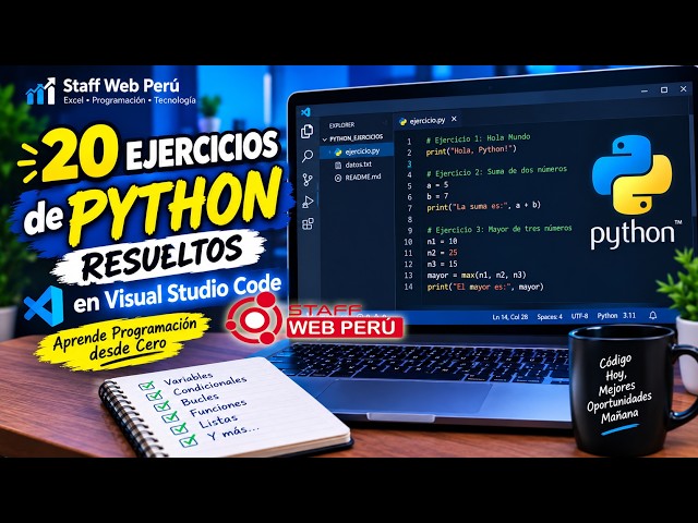 🐍 20 Ejercicios de Python Resueltos en Visual Studio Code | Aprende Programación desde Cero