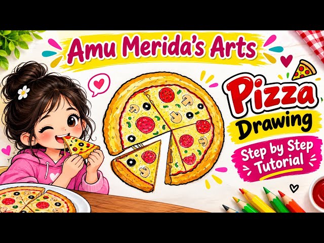 Pizza🍕#drawing#step by step#tutorial#for beginners