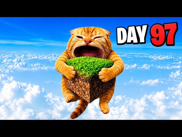 Cute Cat Meowus Survives in Minecraft on One Block