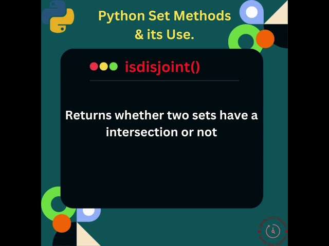 Exploring Python Set Methods 'isdisjoint()'  #python  #coding  #interview #pythontutorial
