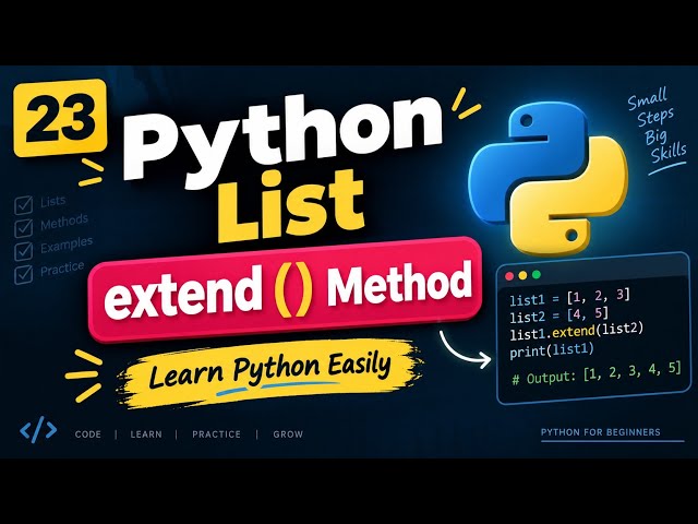23. Python List -extend () Method  | Learn Python Easily #python 