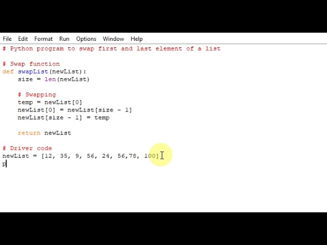 Python program to swap first and last element of a list #pythonforbeginner  #python