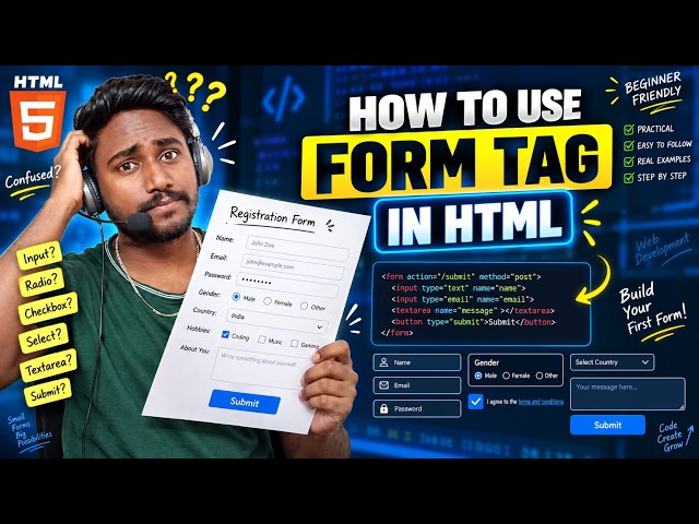 How to Use Form Tag in HTML | HTML Forms Tutorial for Beginners | Learn HTML in Hindi 2026 Part 1