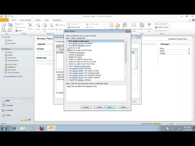 Set Outlook to Redirect Emails Automatically to Another Address Using Mail Rules