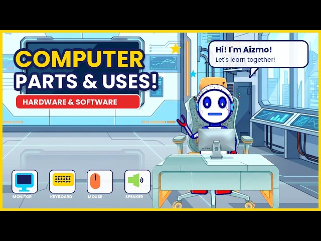 Computer Basics for Kids 💻 | Hardware, Software, Parts & Uses | Computer Lesson