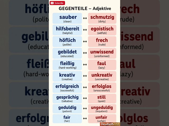 Gegenteile: Wichtige Adjektive ๐ #shorts