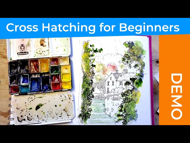 How to do Cross Hatching for Beginners - Line & Wash Examples and Big Demo