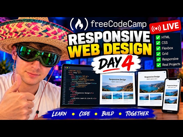 🔴 LIVE DAY 4: freeCodeCamp Responsive Web Design | Build a Recipe Page 🍳💻