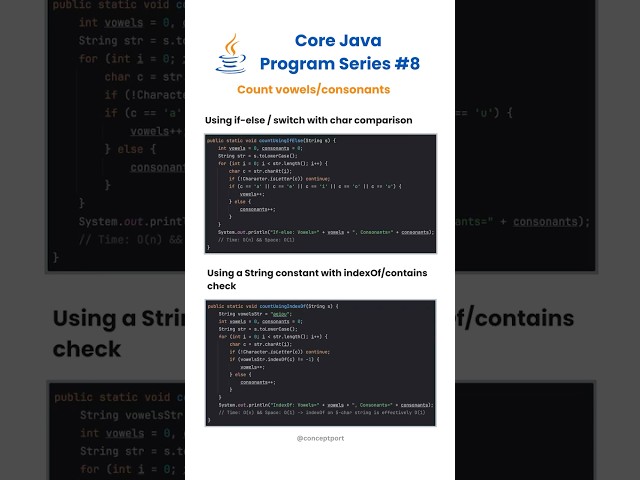 Count Vowels and Consonants in a String | Java Interview Question 🔥 #shortsfeed