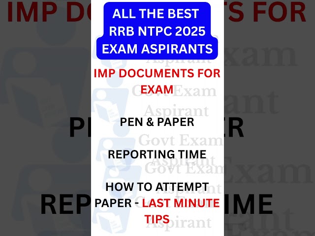 RRB NTPC 2026 Exams Last Minute Imp Tips | All The Best Aspirants  #rrbntpc