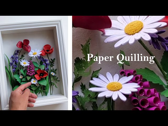 My quilling art process. Creating & framing a flower arrangement