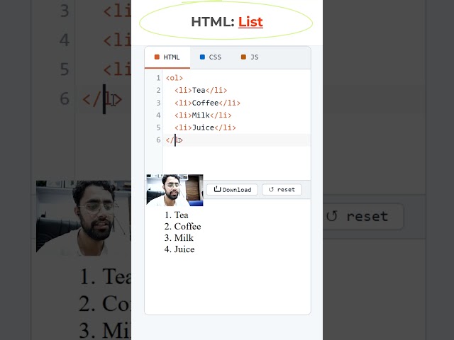 HTML Ordered List #coding #htmltutorial #csstutorial
