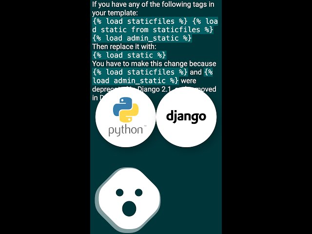 Django TemplateSyntaxError - 'staticfiles' is not a registered tag library #shorts