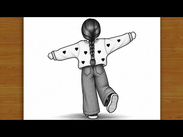 Easy Girl Backside Drawing 👧 | Easy drawing for beginners | Aesthetic Drawing | Pencil sketch | Art