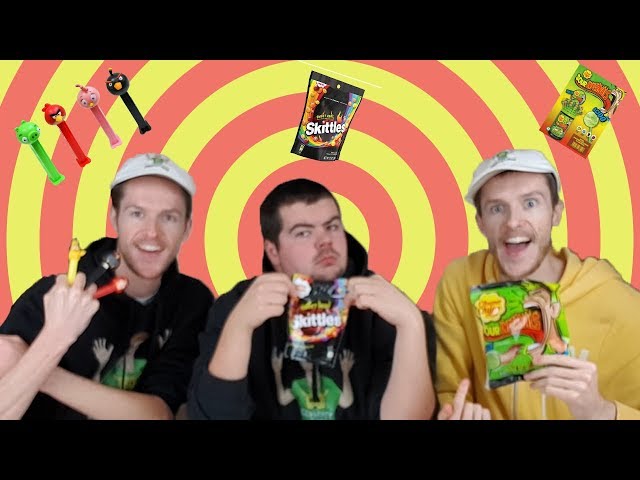TRYING WEIRD SWEETS FOR THE FIRST TIME - Fire Skittles, Ultra Sour Chupa Chups & Angry Birds Pez