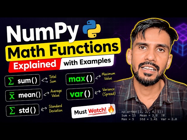 NumPy Mathematical Functions Explained | sum(), mean(), max(), std(), var() with Examples