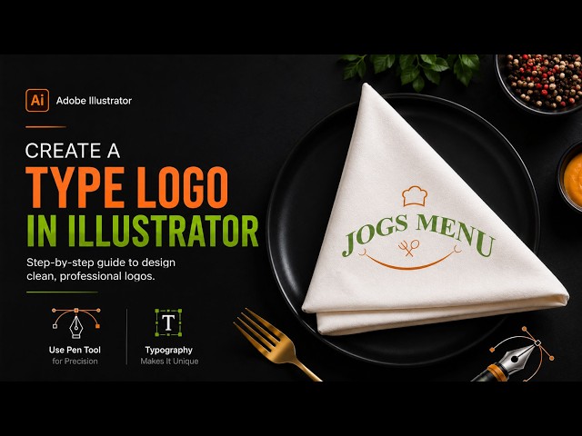Design a Professional Type Logo in Adobe Illustrator  Restaurant Logo Tutorial | Logo Design
