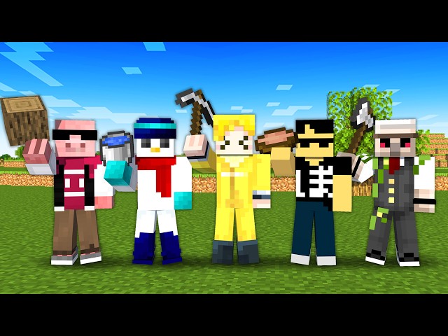 [Co-op] Beating the Ender Dragon in a world where everyone can only hold one item! [Minecraft]
