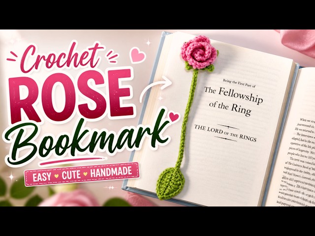 How to Crochet a Rose Bookmark | Easy Step-by-Step Tutorial | For Absolute Beginners🔰