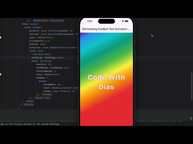 Flutter Shimmering Gradient Text Animation Tutorial 2025 | Code with Dias