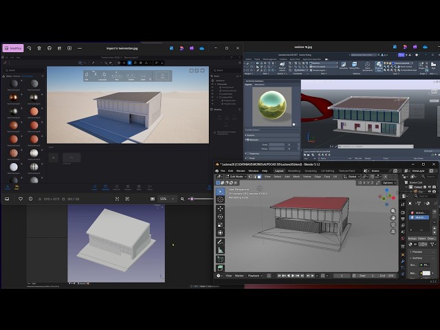 Videoguide - Export Autocad 3D, Import Model in Freecad, Blender, Twinmotion, Modeling, Rendering