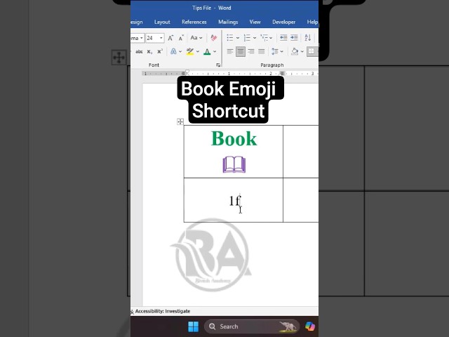 MS Word - Book Emoji Shortcuts Key ll Bivash Academy
