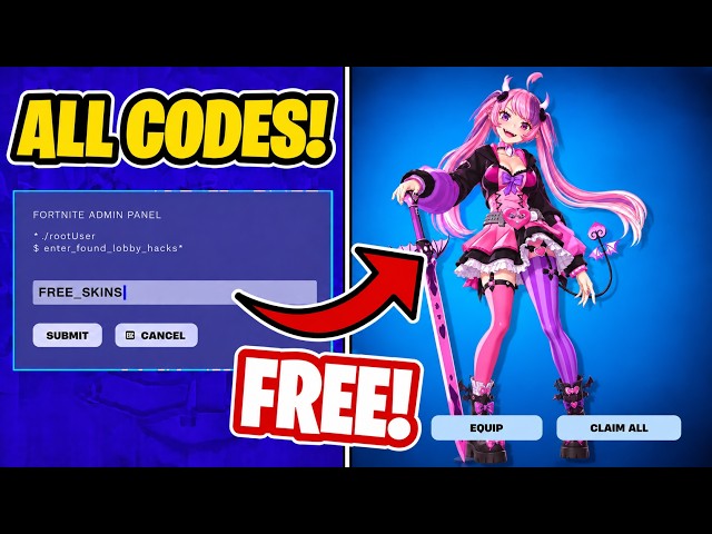ALL SECRET ADMIN PANEL CODES IN FORTNITE! (HOW TO GET ALL FREE SKIN LOBBY HACK CODES)