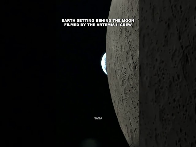 Earth setting behind the Moon, filmed by the Artemis II crew #Shorts
