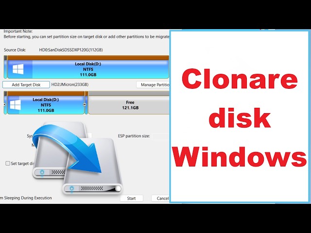 Cloning or moving Windows to another disk