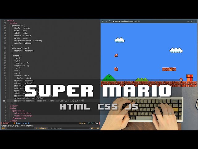 ASMR Programming: SuperMario with HTML and Javascript - No Talking