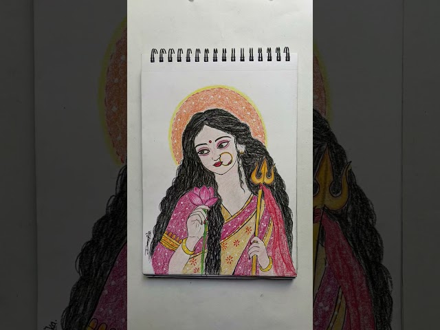 Durga Maa Drawing🪷🔱| Easy Step by Step Durga Maa Sketch Tutorial#art #drawing#shorts#durgapuja#durga