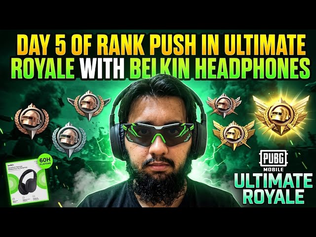 Day 5 of Rank Push in Ultimate Royal with Belkin Headphones🥷🏼!!!🔥PUBG MOBILE🗿LIVE🔴