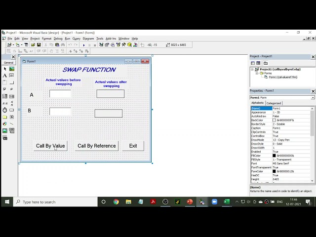 Program to demonstrate Call by Value and Call by Reference in VB