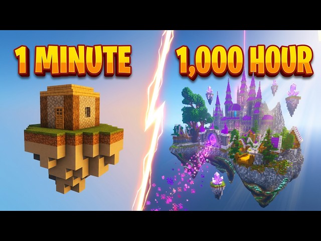 1 Minute vs 1,000 Hour Skyblock Build Challenge
