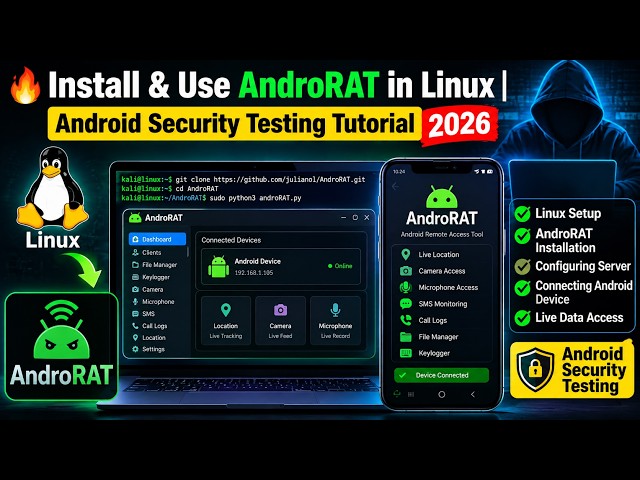 🔥 Install & Use AndroRAT in Linux | Android Security Testing Tutorial 2026
