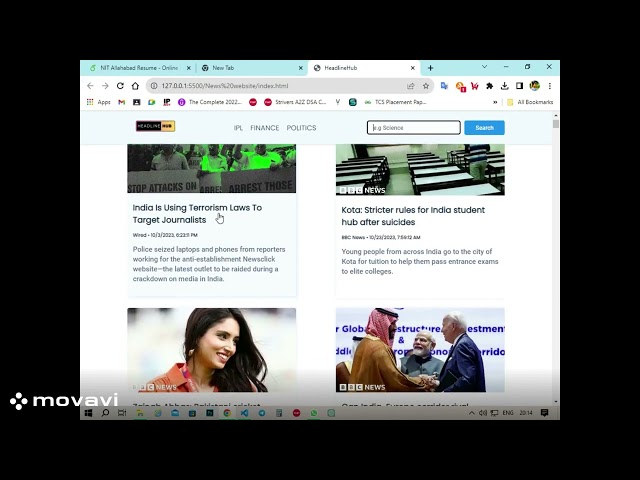 NEWS WEBSITE || USING HTML, CSS , JAVASCRIPT....WITH THE HELP OF NEWSAPI