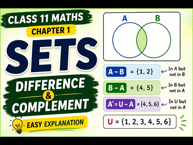 Sets | Difference & Complement of Sets | Class 11 Maths | Easy Explanation
