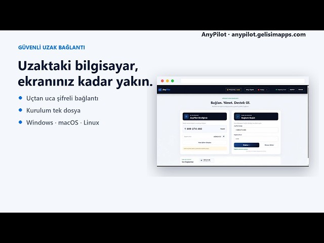 AnyPilot: Uzak Masaüstü ve Uzaktan Destek Programı — Kendi Sunucunuzda (Türk Yapımı)