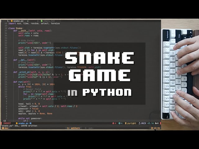 ASMR Programming: Snake Game, Python - No Talking