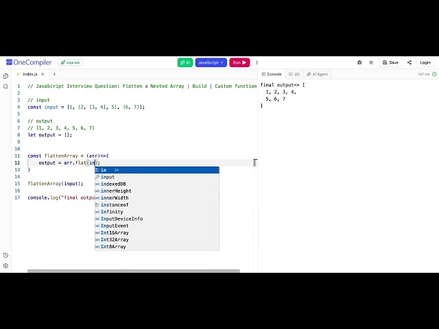 JavaScript Interview Question: Flatten a Nested Array | Marathi