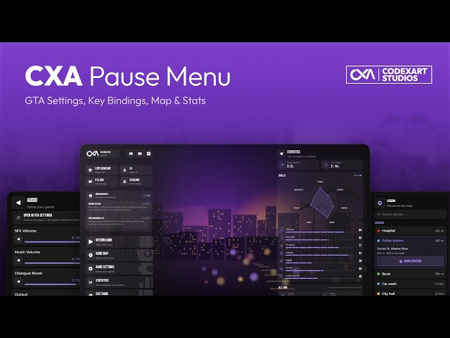 FiveM Pause Menu Script | GTA Settings, Key Bindings, Themed Blips, Stats & Announcements ESC Menu