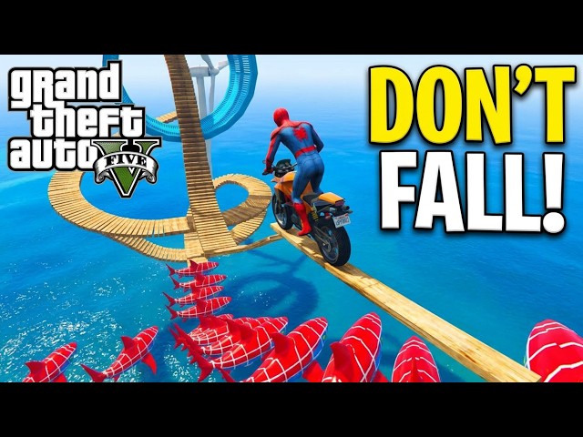 SPIDER MAN Takes on Spiral Bridge Stunt Ride on Motorcycle🦺🥽 #gta5 #GTAVmod #mooncartoons #megaramp