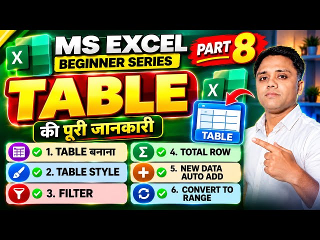 Excel Table Kaise Banaye? | Excel TABLE Complete Tutorial for Beginners | Part 8