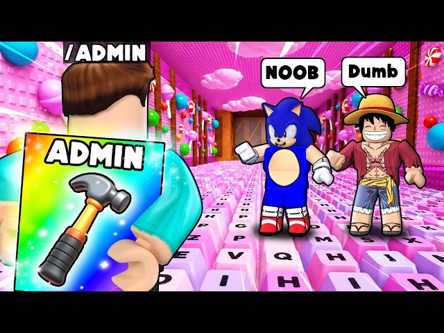 I USED ADMIN COMMANDS TO TROLL NOOBS IN ROBLOX ESCAPE THE KEYBOARD | ENGLISH !!