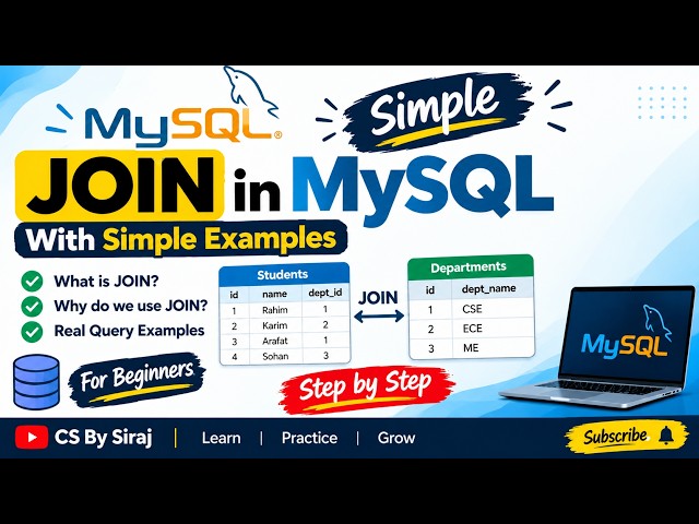 SQL JOIN in MySQL | Learn MySQL JOIN with Simple Examples | For Beginners. #mysql #join #database