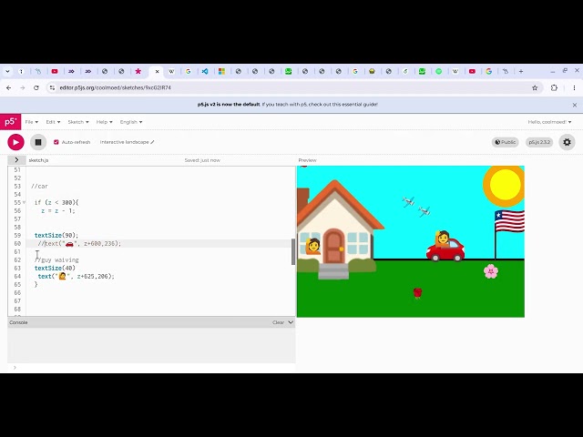 using comments in p5.js javascript coding