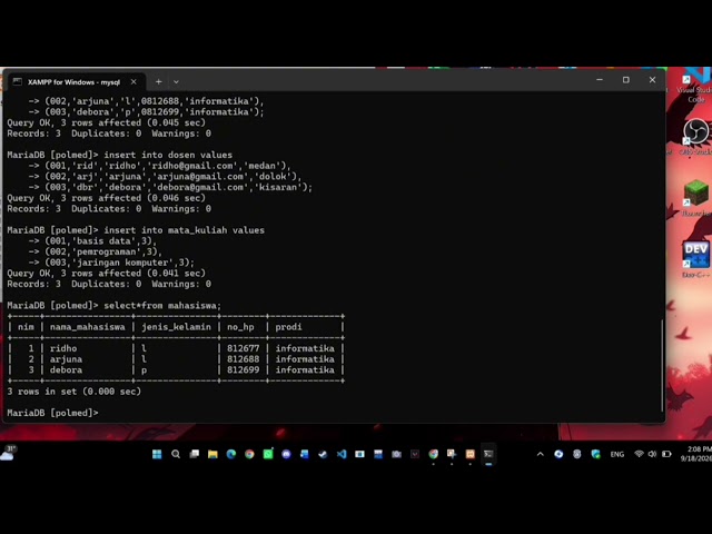 Tutorial Pengelolaan Database myql di cmd XAMPP