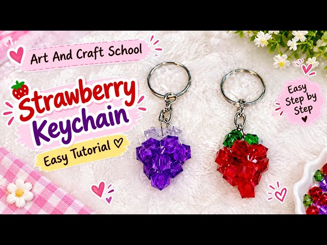 DIY Beaded Strawberry Keychain 🍓 | Easy Step-by-Step Tutorial | Art And Craft School