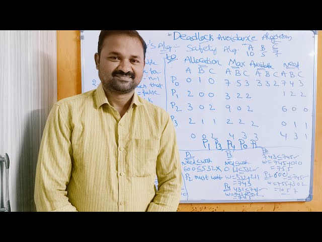 OS in Telugu || Deadlock Avoidance: Banker's Algorithm with example || Safety Algorithm || in Telugu
