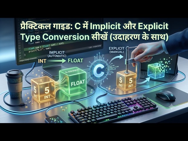 8) प्रैक्टिकल गाइड: C में Implicit और Explicit Type Conversion सीखें (उदाहरण के साथ)